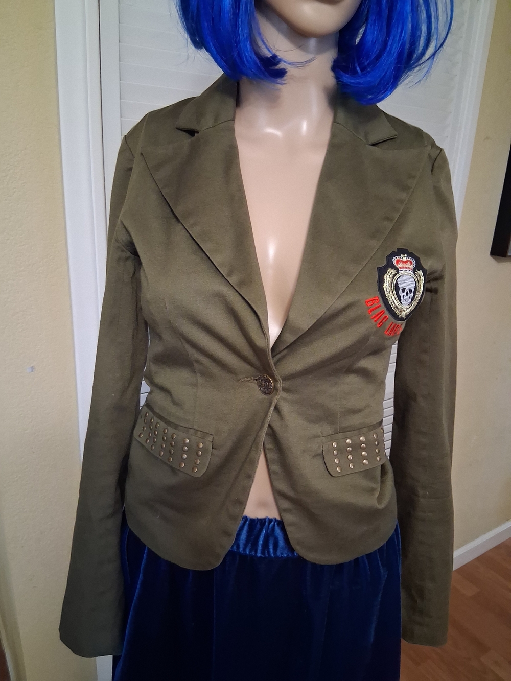 Pristine Vintage Blac Label Pink Y2K Military Skull Blazer Jacket XS